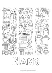 Colouring to customise Geography Symbols Greece Athens