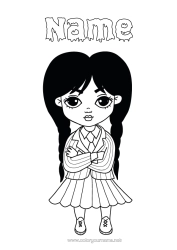 Colouring to customise Girl The Addams Family Cartoon