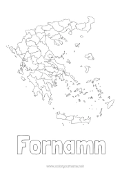 Gratis färgläggning Geografi Land Grekland Landskarta