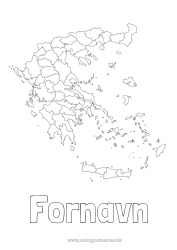 Fargeleggingssiden å tilpasse Geografi Land Hellas Kart over landene