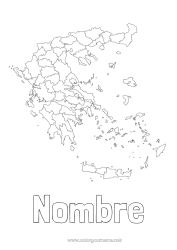 Colorear para personalizar Geografía País Grecia Mapa del pais