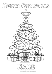 Colouring to customise Gifts Christmas Fir Tree "Merry Christmas" Message
