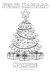Colorear gratis Regalos Navidad Abeto Mensaje “Feliz Navidad”