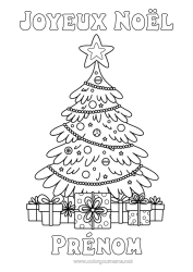 Coloriage à personnaliser Cadeaux Noël Sapin 
