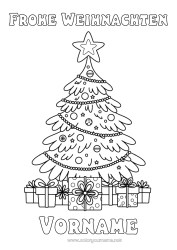 Malvorlage anpassen Geschenke Weihnachten Tannenbaum 