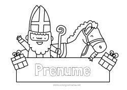 Pagină de colorat personalizată Cal Animale de fermă Măgar Moș Nicolae