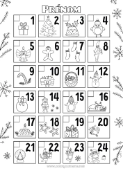 Coloriage gratuit Noël Activités enfants Calendrier de l'avent Calendriers et plannificateurs