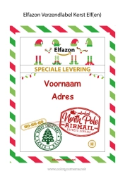 Gratis tekening Brieven van ondeugende elfjes Etiket Kerstelfreis Elf Aankomstbrief Elf verzendlabel Envelop voor kerstelfpost