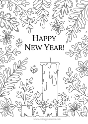 Free colouring Candle Happy New Year 