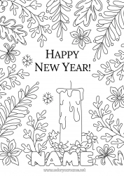 Free coloring Candle Happy new year 