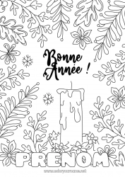 Coloriage gratuit Bougie Bonne année Message 