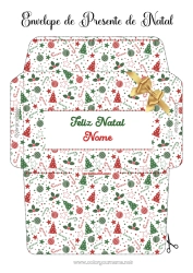 Desenho grátis Envelope Envelope para imprimir Envelope de Natal Envelope de Embalagem de Presente