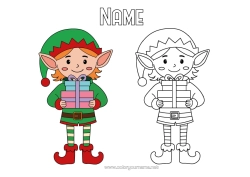 Colouring to customise Gifts Christmas Elves Elf Colouring Pages Easy Colouring Pages Colouring With Template
