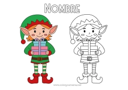 Colorear para personalizar Regalos Elfos de navidad Dibujos de Elfos para colorear Dibujos fáciles para colorear Colorear con Modelo