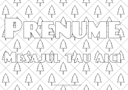 Pagină de colorat gratuită Iarna Brad de Crăciun Nume decorat Copac Brad Fundal decorativ