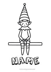 Free colouring Christmas Elves Elf colouring pages Easy colouring pages