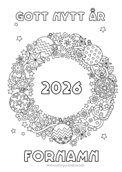 Gratis teckning Fest Juldekorationer Gott nytt år Julkrans 2025 Meddelande 