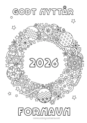 Gratis tegning Fest Juledekorasjoner Godt nyttår Julekrans 2025 Melding 