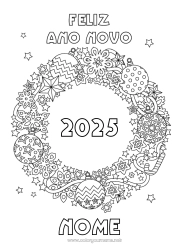 Desenho para personalizar Festa Decorações de Natal Feliz Ano Novo Coroa de Natal 2025 Mensagem de 
