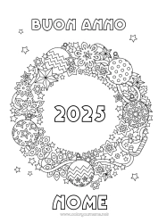 Colorare per personalizzare Festa Decorazioni di Natale Buon Anno Ghirlanda di Natale 2025 Messaggio 