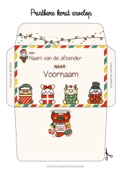 Gratis kleurplaat Kawaii Muis Pinguïn, Pinguïn Dier Knuffelbeer Envelop Vogels en vliegende zoogdieren Bosdieren Afdrukbare enveloppen Kerstenvelop