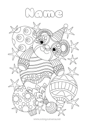 Free coloring Party Christmas bauble Animal Panda Hat Stars Other animals of the world