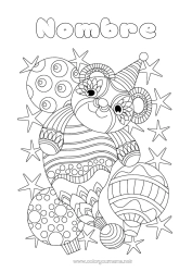 Colorear gratis Fiesta Bolas de Navidad Animales Panda Sombrero Estrellas Otros animales del mundo