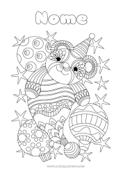 Disegno gratuito Festa Palla di Natale Animale Panda Cappello Stelle Altri animali del mondo