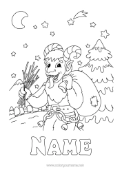 Colouring to customise Snow Winter Forest Krampus Saint Nicholas