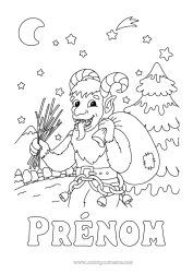 Coloriage gratuit Neige Hiver Forêt Krampus Saint Nicolas