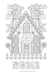 Colorazione gratuita Natale Pan di Zenzero Bastone di zucchero Dolci, zuccherini Casa Colorazioni complesse Lecca-lecca