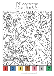 Disegno gratuito Albero di Natale Natale Numero Colorare per numeri Attività per Bambini Abete