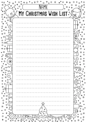 Free coloring Letter to Santa Claus Christmas Wish List for Santa Claus