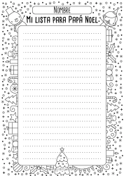 Colorear gratis Carta a Papa Noel Lista de regalos para Papá Noel