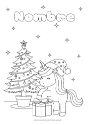 Colorear para personalizar Regalos árbol de Navidad Navidad Unicornio Animales Dragones, unicornios y animales fantásticos Gorro navideño