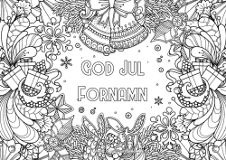 Gratis färgläggning Gåvor Jul Klocka Mistel Komplexa målarbilder God Jul! Ramar Dekorativ bakgrund