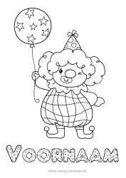 Gratis kleurplaat Ballonnen Clown Hoed Circus