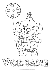 Malvorlage anpassen Luftballons Clown Hut Zirkus