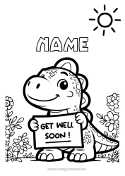 Colouring to customise Ill Dinosaurs Sign