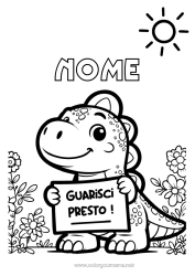 Colorazione gratuita Malato Dinosauri Cartello