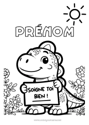 Dessin gratuit Malade Dinosaures Pancarte