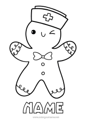 Colouring to customise Christmas Gingerbread Health Professions Nurse, Nurse (Female)