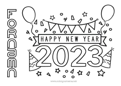 Gratis färgläggning 2023 Gott nytt år Meddelande 