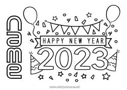 Free coloring 2023 Happy new year 