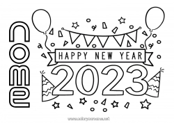 Colorare per personalizzare 2023 Buon Anno Messaggio 