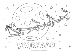 Gratis tekening Kerstman Rendier Slee Kerstmis Voertuigen Maan Bosdieren