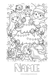 Colouring to customise Christmas Tree Christmas Sea Siren