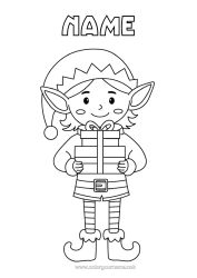 Free colouring Gifts Christmas Elves Elf colouring pages