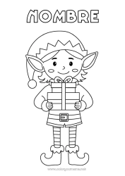 Colorear gratis Regalos Elfos de navidad Dibujos de Elfos para colorear