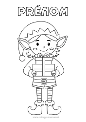 Coloriage gratuit Cadeaux Lutins de Noël Coloriages lutins